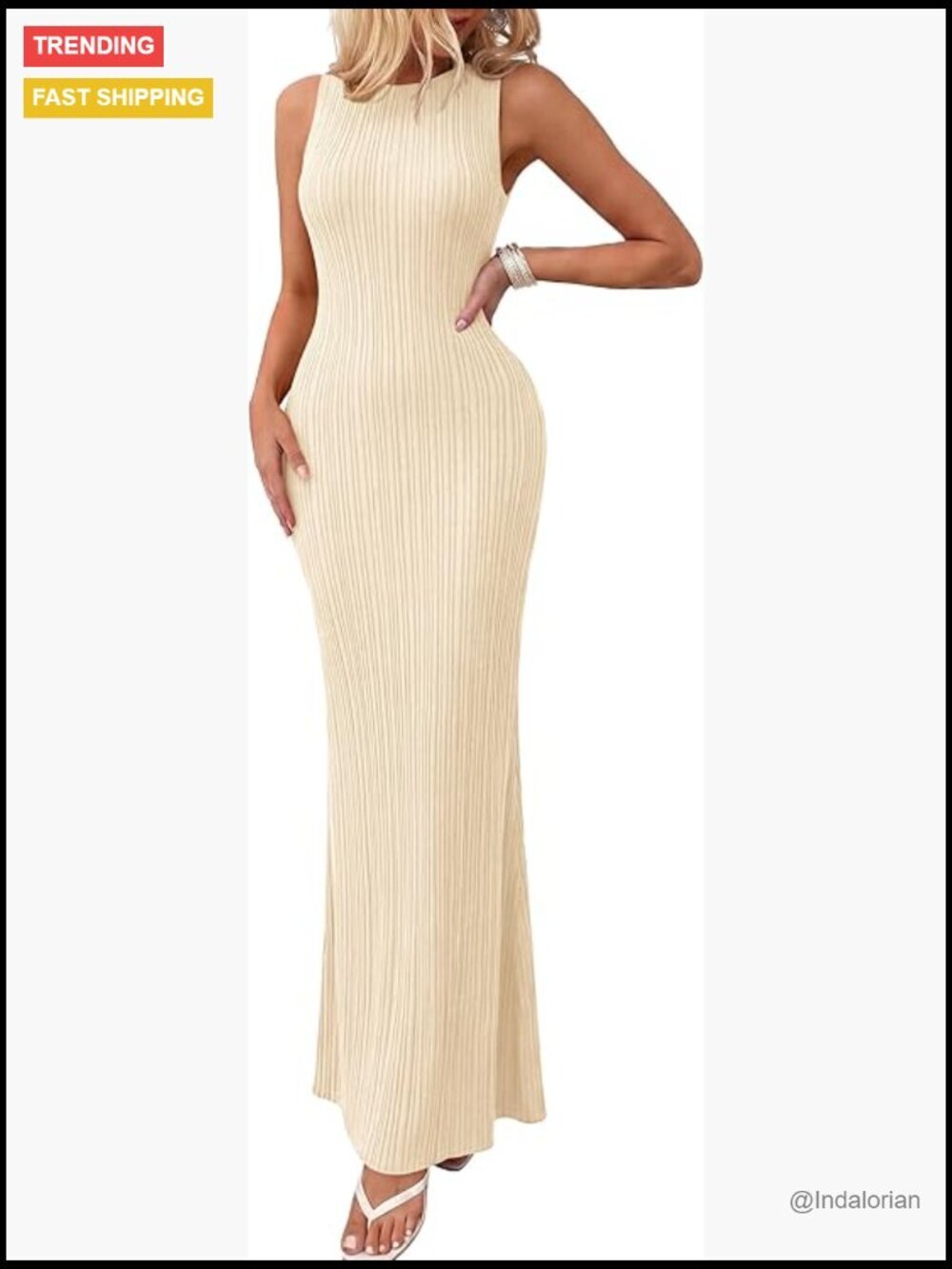 Maxi Dress Ribbed Knit Sleeveless Bodycon Casual Summer Wedding Guest